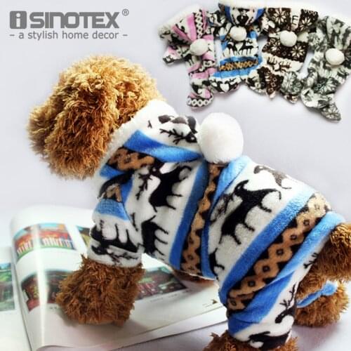 Coral Velvet Pet Dog Puppy Cat Clothes Coat Jacket Striped Geometric Patterns Soft Warm Autumn Winter 4 Colors 5 Sizes 1 PCS