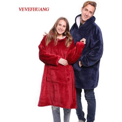 VEVEFHUANG Cosplay Winter Warm TV Pocket Hooded Blankets Kосплей Bathrobe Sofa Cozy Sweatshirt Plush Coral Fleece Outwears Cloak