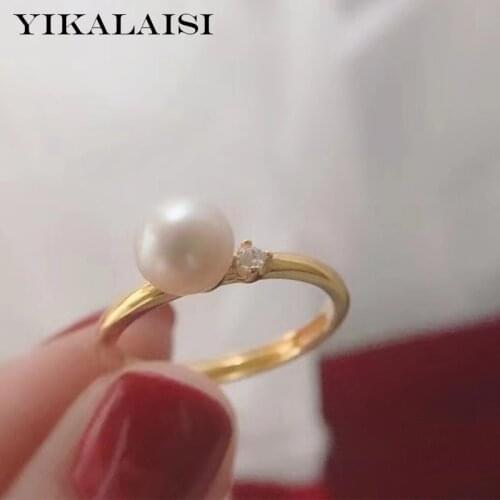 YIKALAISI 925 Sterling Silver Rings Jewelry For Women 6-7mm Round Natural Freshwater Pearl Rings 2021 Fine New Wholesales