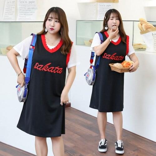 Plus Size Casual New Women T-shirts + Plus Size V Neck Women Clothes Loose Midi Women Sundress Vestidos