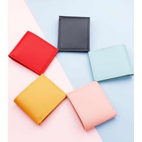 1PC Womens Ultra-Thin Card Holder Cover Case Pocket Short Hasp Wallet Multifunction Fashion PU Leather Solid Color Coin Purses