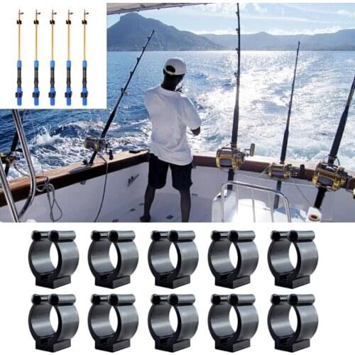 U2JB 10pcs Fishing Rod Holder Clips Nylon Pool Cue Fish Poles Wall Mounted Storage Rack Fishing Accessories
