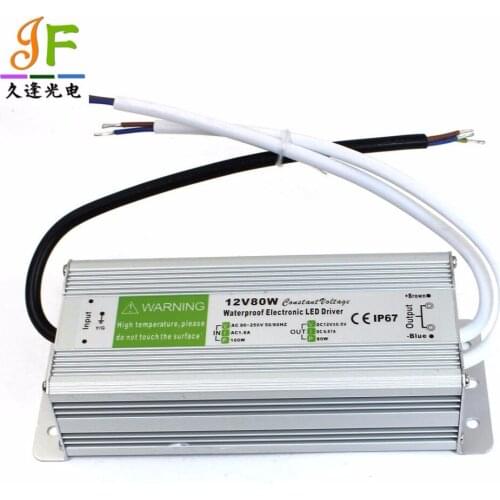 Fast shipping 10pcs Waterproof 12V 80W Power Adapter Power Supply 6.6A for LED Strip LED Electronic Transformer Power Supply