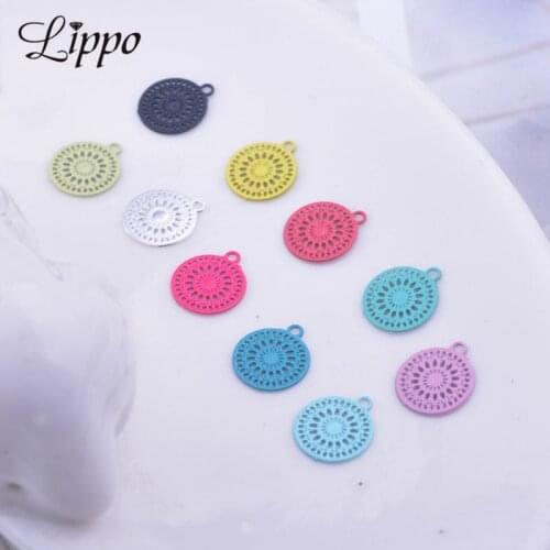 100pcs AC8957 8*10mm Brass Thin Small Round Charms