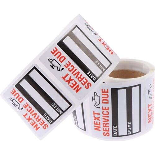 100pcs/roll Oil Change Maintenance Service Reminder Stickers Window Sticker PET Adhesive Labels Car Sticker "NEXT SERVICE DUE"