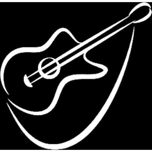 13.5CM*13.1CM Guitar Music Musical Instrument Rock Jazz Vinyl Motorcycle Black/Silver Car Sticker C22-0635