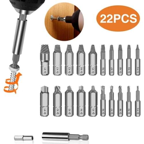 22Pcs Set Extractor Screwdriver Remover Purpose Tools Disassemble Screws Bolt Stud Slip Teeth Damaged Demolish Stripped Broken