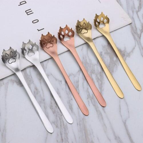 4pcs/set Cute Cat Claw Coffee Spoons Stainless Steel Coffee Tea Stirring Mixing Spoons Scoops Kitchen Coffeeware Tool