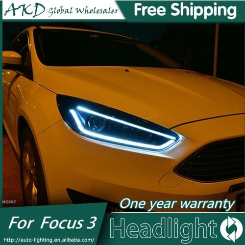 AKD Car Styling for Ford Focus 3 LED Headlights New2015-2018Focus LED Headlight DRL Bi Xenon Lens High Low Beam Parking Fog Lamp