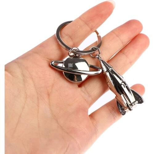1PC New Metal Rocket Keychain Men Dream Planet Spaceship Key Chain Space Travelling Car Keyring Best Gift Jewelry