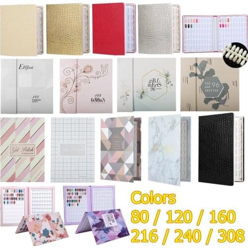 Nail Display Book Tips Leather Cover Gel Polish Display Chart Salon Tools with False Tips Showing Shelf Nail Colour Display