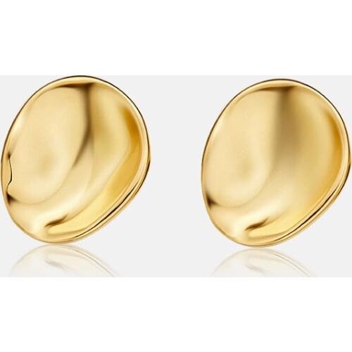 European and American retro round bright face concave convex Earrings female Earrings European and American simple Earrings