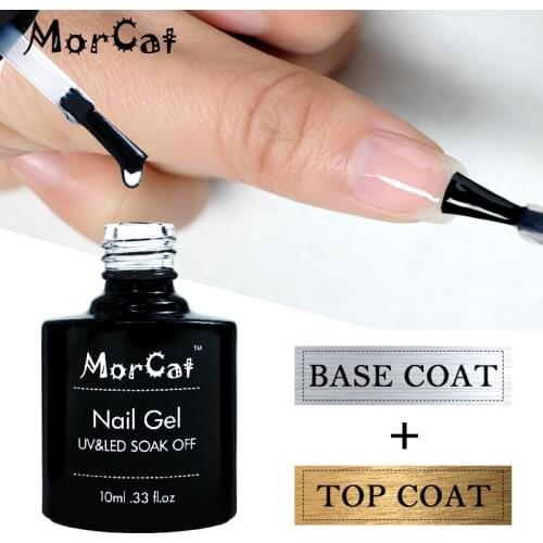 MorCat Top And Base Coat 10ml Gel Nail Polish UV Transparent Nail Gel No Wipe Primer Gel Varnishes Lacquer Nail Art B057
