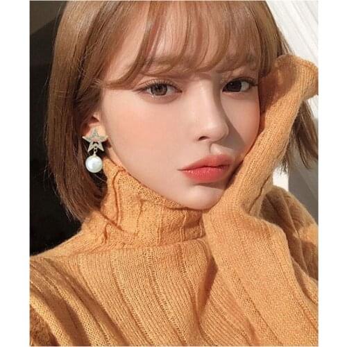 Acupuncture Five-pointed Star Pearl Earrings Female Online Popularity Earrings Korean Wild Earrings Jewelry