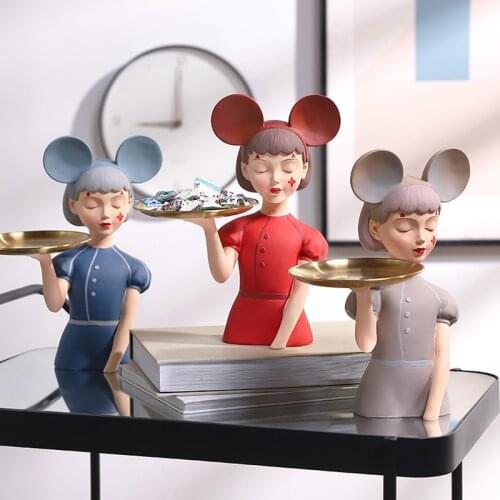 Chinese simple and light luxury style circus girl creative porch living room key storage decoration table home decoration