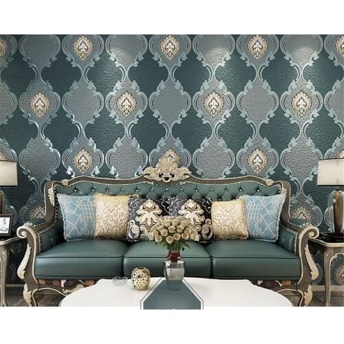 Classic fashion European living room non-woven TV background wall paper living room bedroom breathable 3d wallpaper