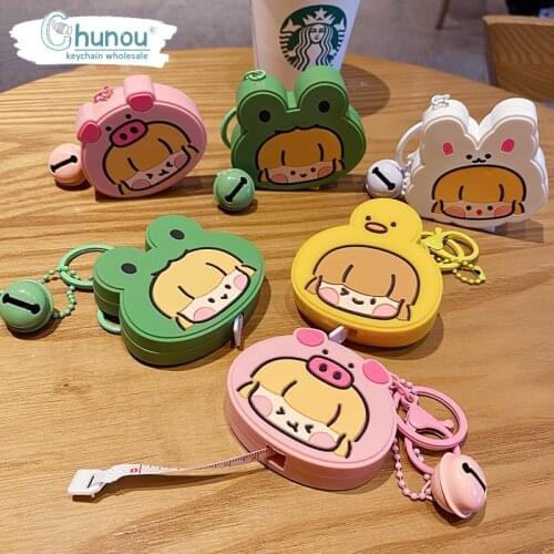 Creative Keychain Cartoon Tape Measure Key chain Couple Friends Gift Tape Measure Keychain Accessories Car Bag Keychain Pendant