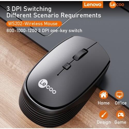 Lecoo WS202 Wireless Mouse 2.4G Adjustable 1200DPI Optical Mouse Portable Home Office Game Mice for PC Computer Laptop