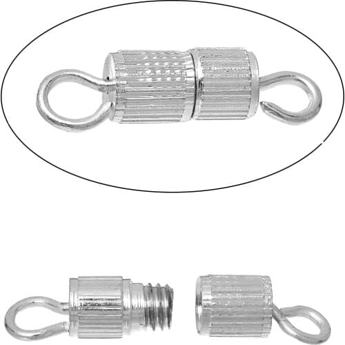 DoreenBeads Copper Screw Clasps Necklace Bracelet Findings Cylinder silver color DIY Findings 15mm( 5/8") x 4mm( 1/8"), 6 PCs