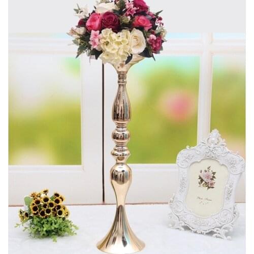 Metal Candlestick Flower Vase Table Centerpiece Event Flower Rack Road Lead Wedding Decoration Crystal Stand candle holder