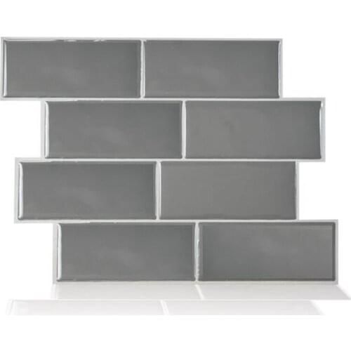 Fashion Gray Peel and Stick Tiles Waterproof 3D Brick Wallpaper Anti Mold Mosaic Sticker for RV Room Bathroom Kitchen Decor