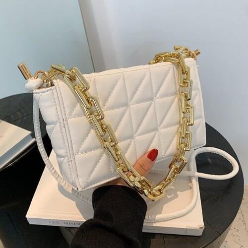 Women Solid Color Fashion Shoulder Bags Female Travel Crossbody Bag Small PU Leather Flap Handbags Purse Chain Clutch Baguette