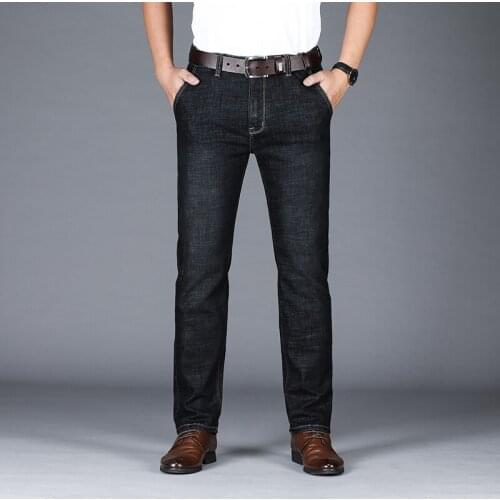 Men Male Jeans Homme Slim Blue Black Business Jean Classic Denim Pant Fashion Stretch Casual Pants Trousers Work High Quality