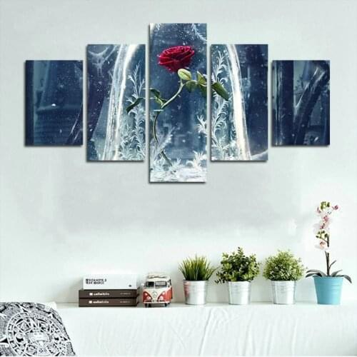 Wall Art Canvas Painting 5 Piece HD Prints Rose Flower Plant Pictures Home Modern Decor Living Room Wall Decoration Posters