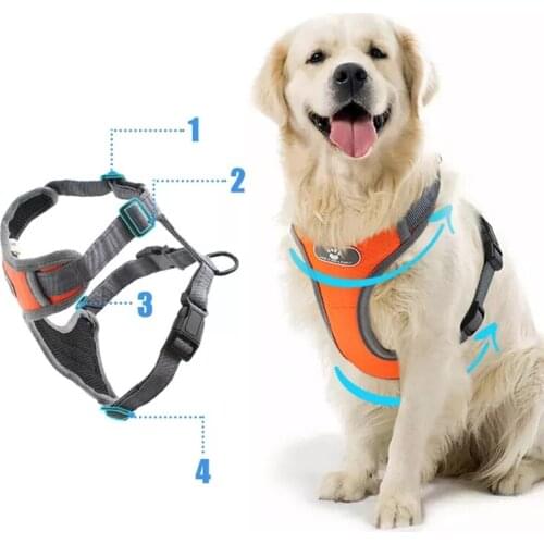 Nylon Mesh breathable dog harness Dog Cat Harness No Pull Adjustable Reflective Breathable Pet Vest Chest Strap