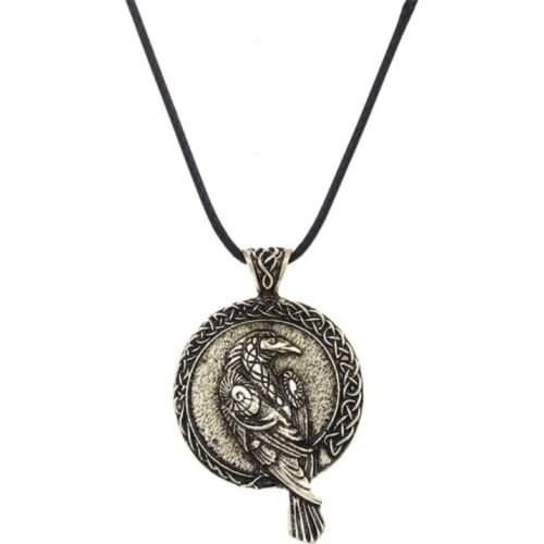 Norse talisman viking raven pendant black bird celt crow necklace women men pendant jewelry