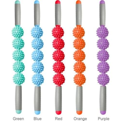 New Yoga Massage Stick Relax Muscle Roller 5 Hedgehog Balls Anti Cellulite Slimming Muscle Body Massage Stick Massage Relax Tool