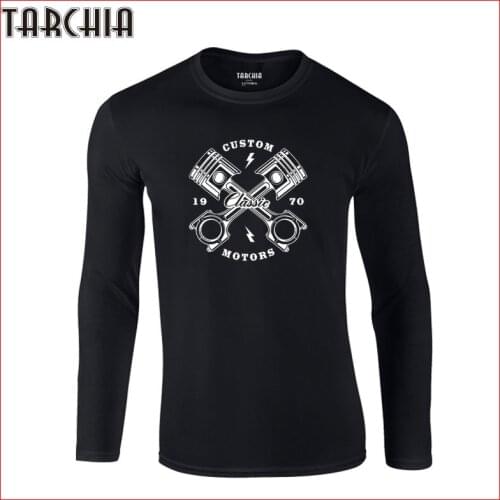 TARCHIA 2021 New T-Shirts Brand Clothing Tshirt Men Trend Slim Fit Long Sleeve T Shirt Mens 100% Cotton Illustration Crossed