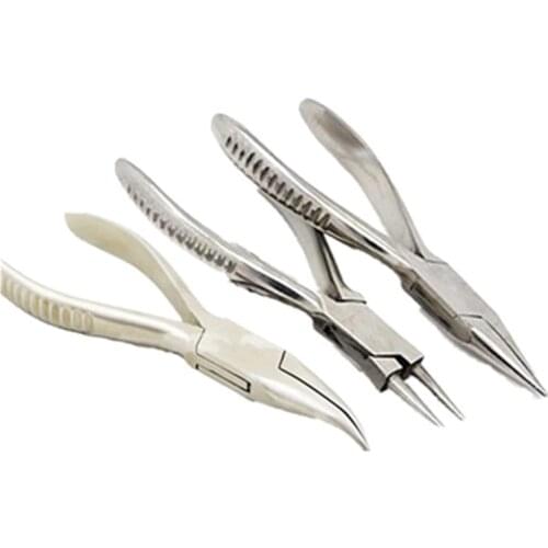Professional Stainless Steel Bent Flat Round Nose Pliers for Eyeglass and DIY Jewelry Making Tool