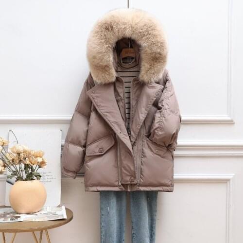 2021 New Winter 90% White Duck Down Coat Women Big Real Fox Fur Hooded Warm Parkas Female Puffer Jacket Snow Outwear