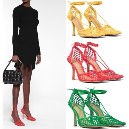 MKKHOU Fashion Sandals Women 2021 New Summer Real Leather Sexy Mesh Hollow Stiletto 7.5 cm High Heel Sandals Open Shoes Women