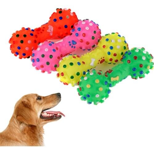 Spherical Small Thorn Dumbbell Toy Pet Chew Toy Rubber Dumbbell Shape Bite-Resistant Dog Interactive Toy Color Random