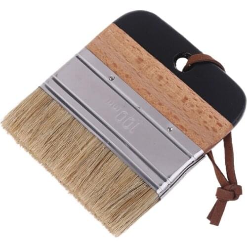 Wide Flat Chalk Paint Wax Brush Ergonomic Wood Handle Natural Bristle Brushes Furniture DIY Painting Waxing Tool