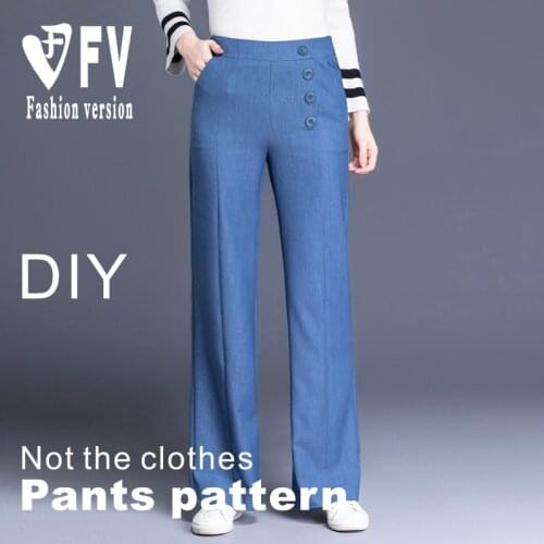 Wide leg pants pattern female high waist stretch fabric female loose and thin long pants sewing drawing BCK-45
