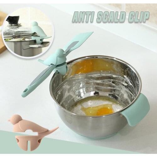 Silicone Pot Clip Scoop Clamp Tongs Holder Anti-Scald Pot Side Clip Holder Spoon Rest Anti-Scald Grip Fixed Kitchen Cooking Tool