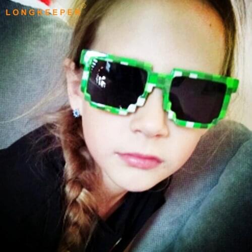 New Square Novelty Mosaic Sun Glasses Unisex Pixel Sunglasses Trendy Glasses Children Gift Adult & Kids LongKeeper