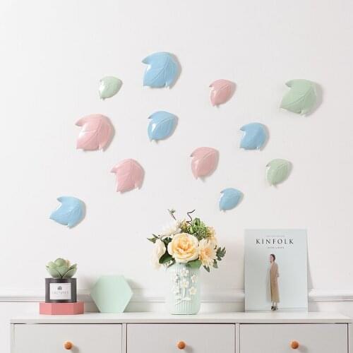 Modern Ceramic Leaf Ornaments Walll Hanging Home Livingroom Wall Sticker Decoration Hotel Porch Wall Mural Accessories Crafts