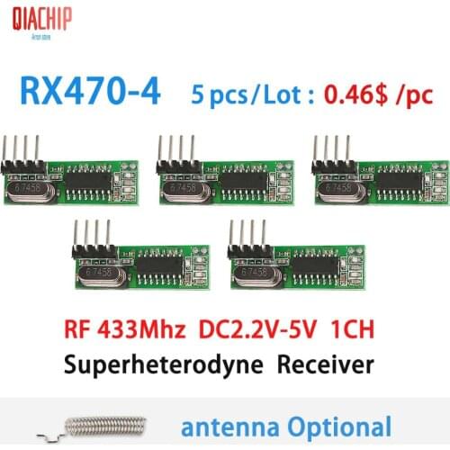 QIACHIP RF 433Mhz Superheterodyne Receiver Wireless Relay DC 1CH ASK/OOK Module to MCU/ARM Arduino UNO 433.92 Mhz Remote Control