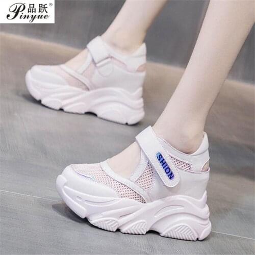 Summer Women Breathable Platform Casual Shoes Women Height Increased Vulcanized Shoes 9CM Thick Sole Zapatos Mujer