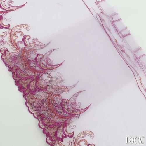 30Yards Blue Purple Embroidery Lace Trim Mesh Tulle Ribbon For Bra Lingerie Sewing Underwear Fabric Accessories 18cm Width