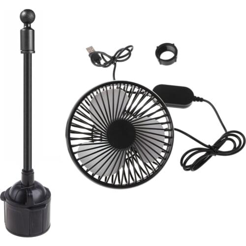 5Inch Car Cup Holder Fan 360° Rotatable Universal Gooseneck Large Wind 3 Speed Control USB Car Fan for SUV Truck Boat