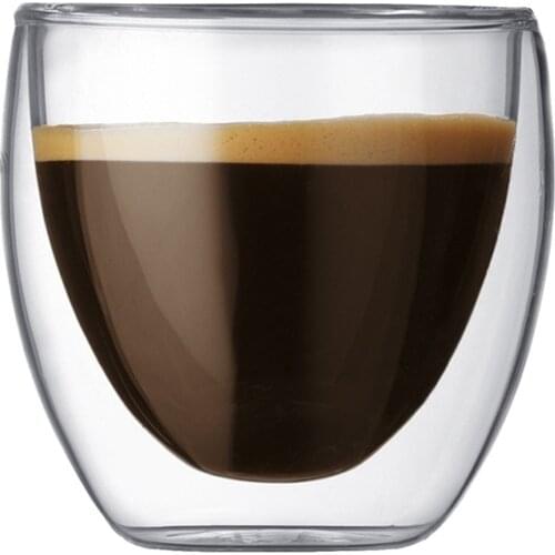 High Borosilicate Glass Double-wall Insulated Coffee Cup 80 ml for Drinking Milk Tea Fruit Juice Coffee Latte Espresso AQ227