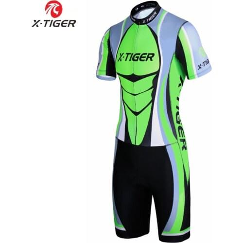 X-Tiger Quick-dry Short Sleeve Cycling Jersey Triathlon Compression Sponge Padded Cycling Skinsuit Ropa De Ciclismo Maillot