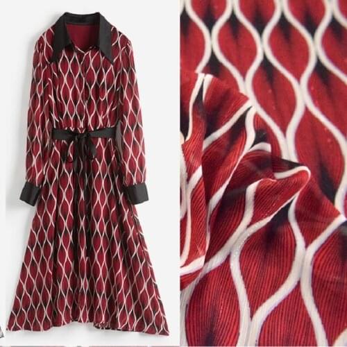 2021 summer hot sale high-end fashion black geometric line rhombus printed silver silk chiffon crepe womens clothing fabric