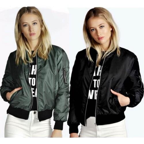 2021 Spring Autumn Women Thin Jackets Tops MA1 Basic Bomber Jacket Long Sleeve Coat Casual Stand Collar Slim Fit Outerwear