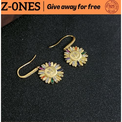 June new 925 sterling silver sunflower flower smiley face pendant earrings luxury brand monaco jewelry women 2021 fashion trend
